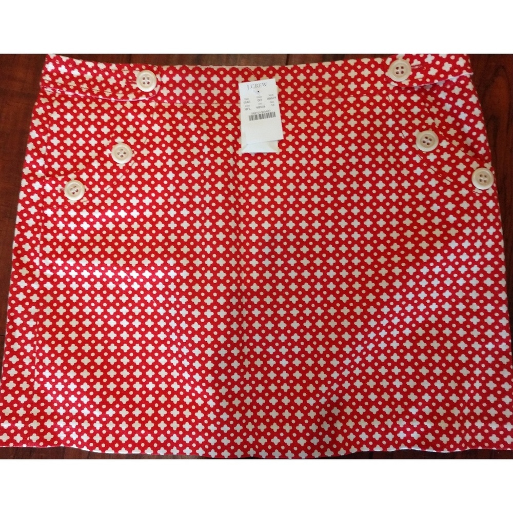J Crew Red White Skirt